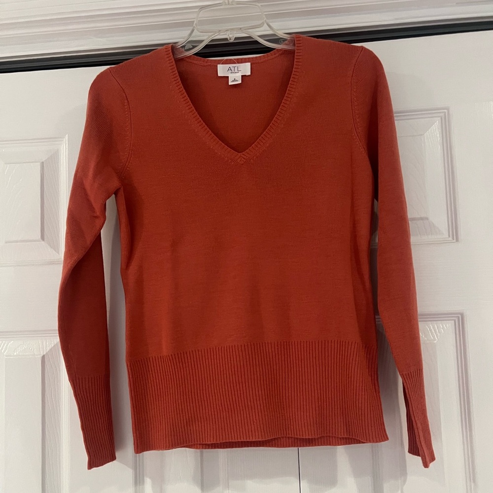 Loft Burnt Orange Knit Women's V-Neck Sweater